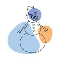 Snowman line art with spots. vector illustration
