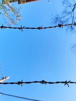 barbed wire on medieval alley of Sant Ilario village Genoa photo