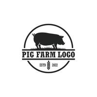 Pig farm logo vector. Cattle farm logo vector