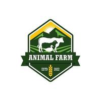 vector de diseño de logotipo de animales de granja