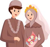 ilustración de diseño de personajes de pareja de boda islámica vector