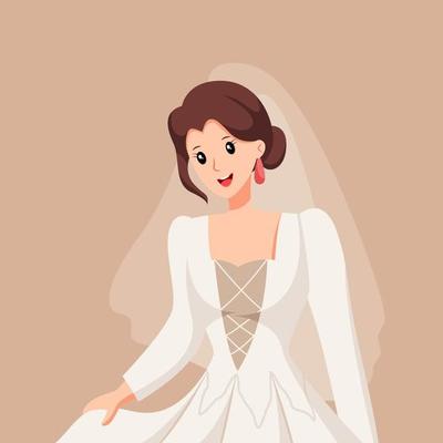 Happy Bride at Wedding Character Design Illustration