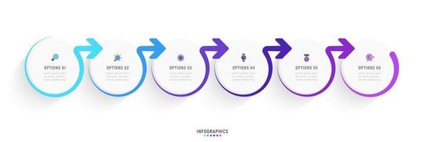 Vector Infographic label design template with icons and 6 options or steps. Can be used for process diagram, presentations, workflow layout, banner, flow chart, info graph.