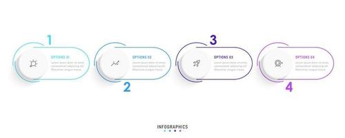 plantilla de diseño de etiquetas infográficas vectoriales con iconos y 4 opciones o pasos. se puede utilizar para diagramas de proceso, presentaciones, diseño de flujo de trabajo, banner, diagrama de flujo, gráfico de información. vector