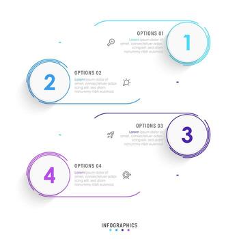 plantilla de diseño de etiquetas infográficas vectoriales con iconos y 4 opciones o pasos. se puede utilizar para diagramas de proceso, presentaciones, diseño de flujo de trabajo, banner, diagrama de flujo, gráfico de información. vector