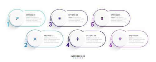 Vector Infographic label design template with icons and 6 options or steps. Can be used for process diagram, presentations, workflow layout, banner, flow chart, info graph.