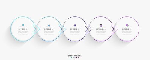 Vector Infographic label design template with icons and 5 options or steps. Can be used for process diagram, presentations, workflow layout, banner, flow chart, info graph.