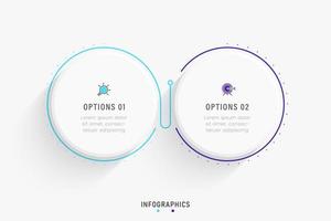 plantilla de diseño de etiquetas infográficas vectoriales con iconos y 2 opciones o pasos. se puede utilizar para diagramas de proceso, presentaciones, diseño de flujo de trabajo, banner, diagrama de flujo, gráfico de información.