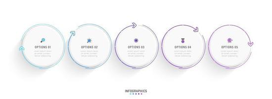 Vector Infographic label design template with icons and 5 options or steps. Can be used for process diagram, presentations, workflow layout, banner, flow chart, info graph.