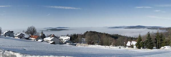 A Bavarian village view in winter snow time photo