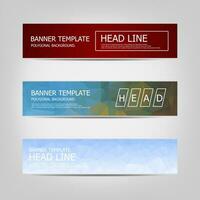 Vector banners set with polygonal abstract triangles. Abstract low poly banners. Set of vector business card templates. abstract low poly background.