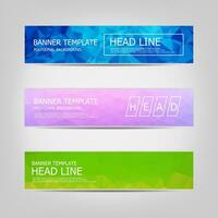 Vector banners collection with abstract multicolored polygonal mosaic backgrounds. Business design templates. Modern banners with geometric shapes background.