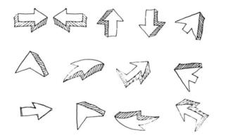 unique set collection arrow doodle on white background vector