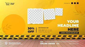 Promotion sale banner template with wooden floor and wall concept vector