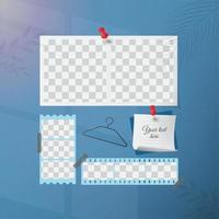 Photo frame in wall with light and shadows template design vector