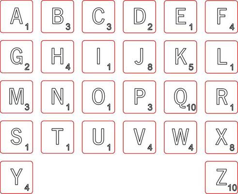 Scrabble letter font tiles file Royalty Free Vector Image