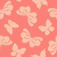 Seamless pattern with hand drawn butterflies silhouettes on pink background. vector
