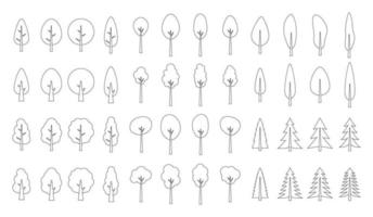 Set of outline tree pattern vector