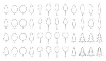 Set of outline tree pattern vector