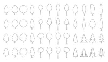 Set of outline tree pattern vector