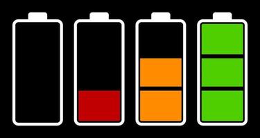 Set of battery charge level indicator vector