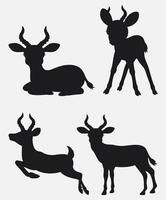 conjunto de dibujos animados de siluetas de impala con diferentes poses y expresiones vector