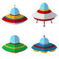 Set of colorful alien spaceships vector