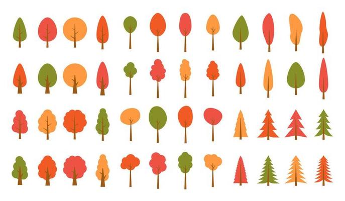 Colorful trees seamless pattern
