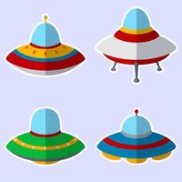 Set of colorful alien spaceships vector