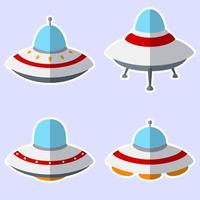 Set of colorful alien spaceships vector