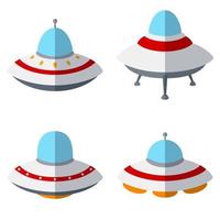 Set of colorful alien spaceships vector