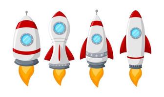 Set of colorful rocket isolated on white background vector