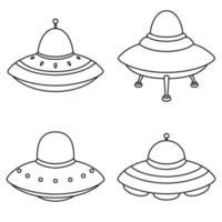 Set of alien spaceship icons vector