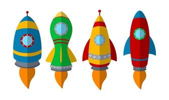 Set of colorful rocket isolated on white background vector