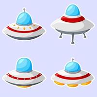 Set of colorful alien spaceships vector