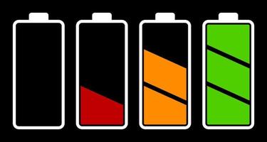 Set of battery charge level indicator vector