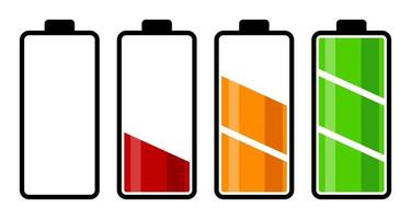 Set of battery charge level indicator vector