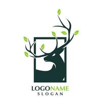 deer logo with leaf element on the antler vector