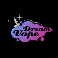 logotipo de vape con humo de arco iris vector