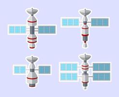 Cartoon set of satellite icons vector