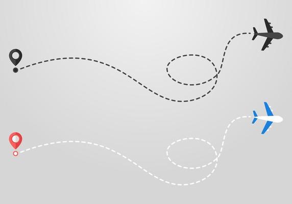 Plane and track icon on a white background