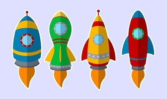 Set of colorful rocket isolated on white background vector