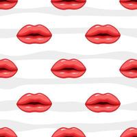 Seamless pattern red lips vector