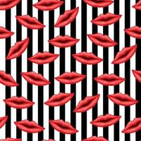 Seamless pattern red lips vector