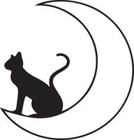 logo de un gato sentado en la luna vector