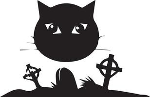 Grave design with a cute cat on top of it , specific for Halloween vector