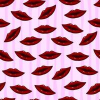 Seamless pattern red lips vector