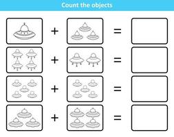 Educational mathematical game for kids with spaceship vector