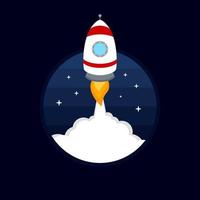 Rocket launch icon on blue sky background vector