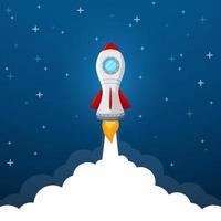 Rocket launch icon on blue sky background vector